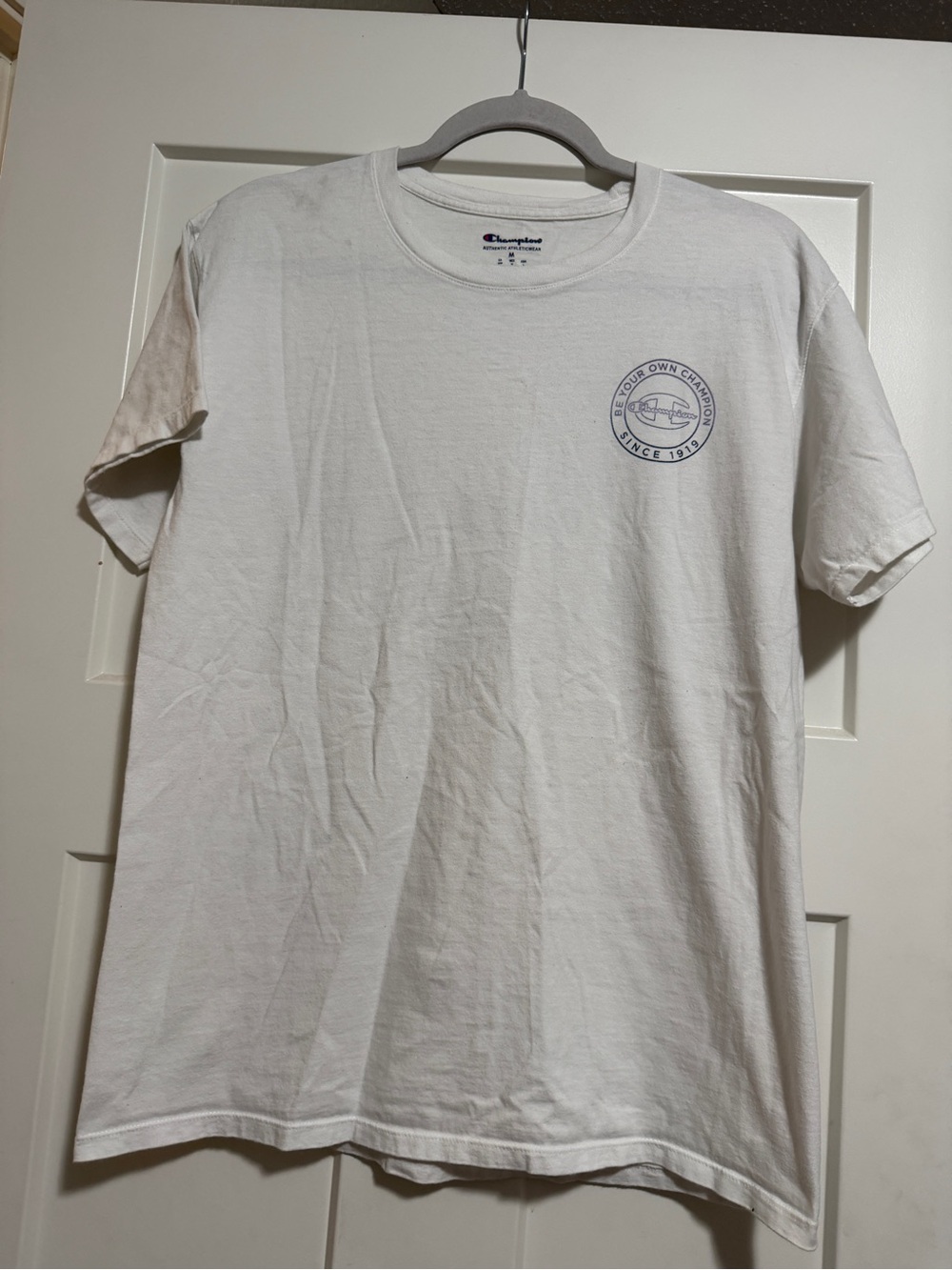 Champion White Short Sleeve Crewneck T-Shirt with Small Chest Graphic